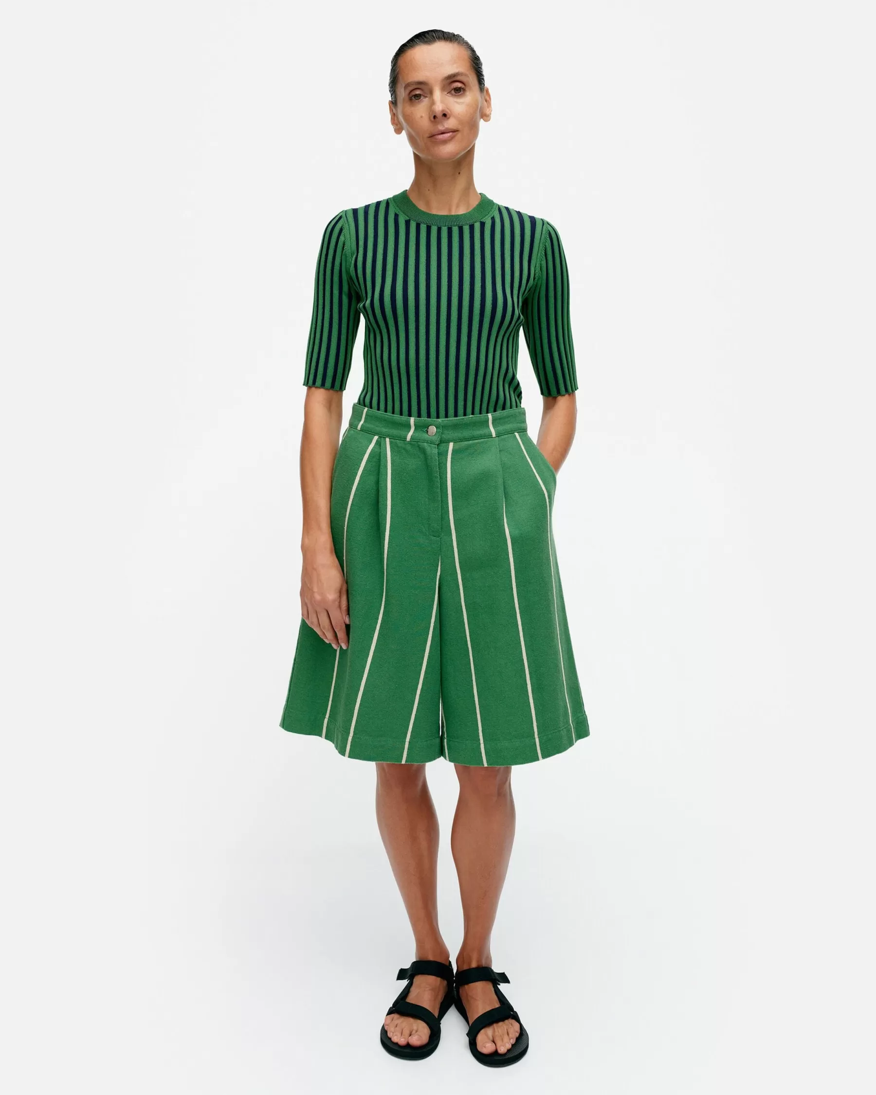 Fashion Marimekko Hyu00F6Ky Vesi Puuvillapellavashortsit