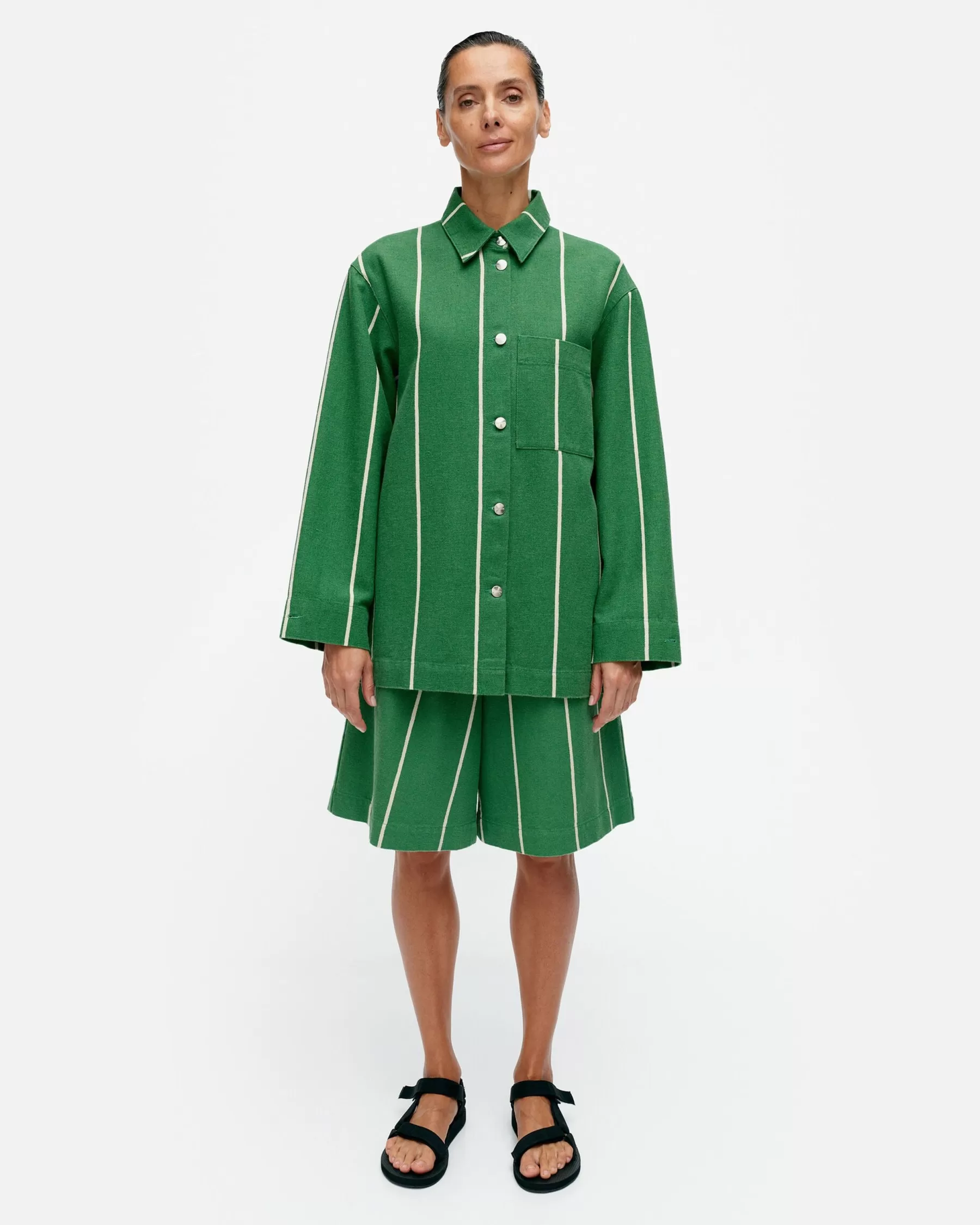 Shop Marimekko Kulmat Vesi Puuvillapellavapaitatakki