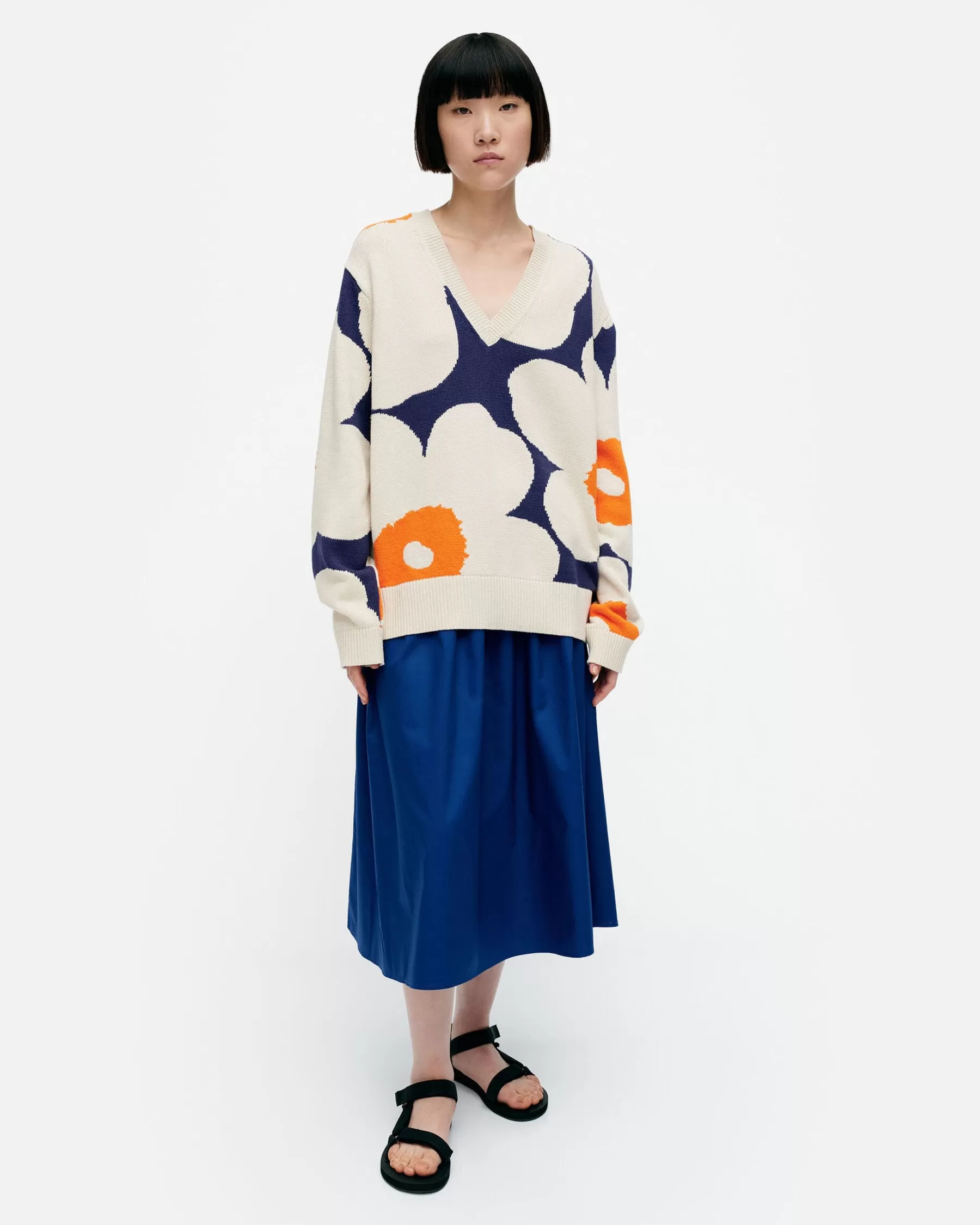 New Marimekko Pu00E4Ivu00E4 Unikko Puuvillaneulepusero