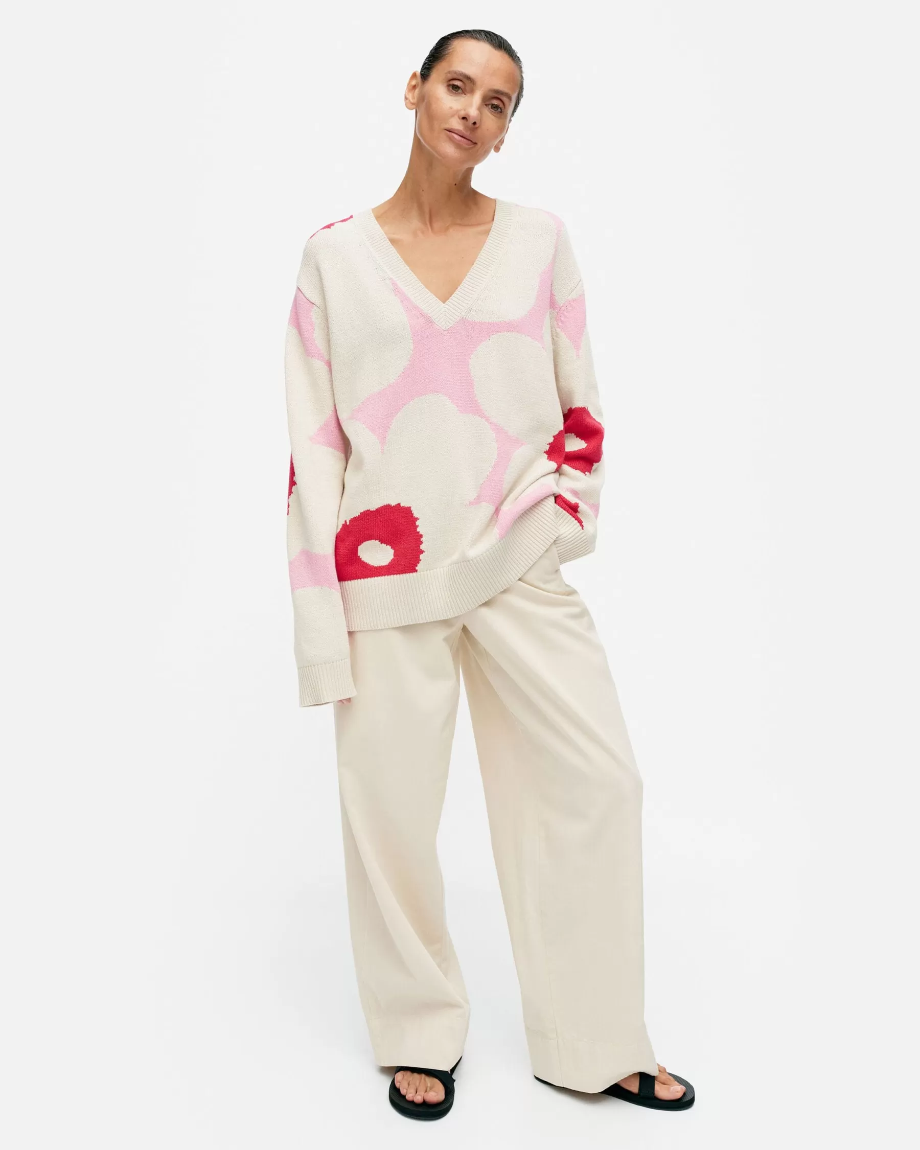 Store Marimekko Pu00E4Ivu00E4 Unikko Puuvillaneulepusero